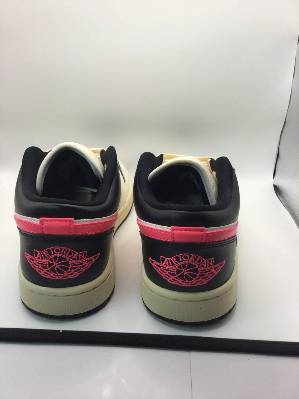 Jordan Men's Low Top Sneakers - Black / Cream with Pink Accent